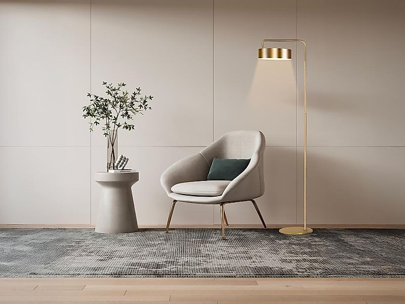 Art-Deco-Stehleuchte - Metall - 35 x 150 cm - Goldfarben mit Messingeffekt günstig online kaufen