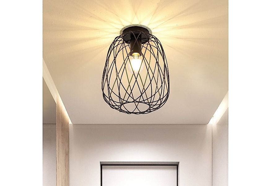 Nettlife Deckenleuchte 1 Flammig Deckenlampe Vintage Flurlampe Schwarz, LED günstig online kaufen