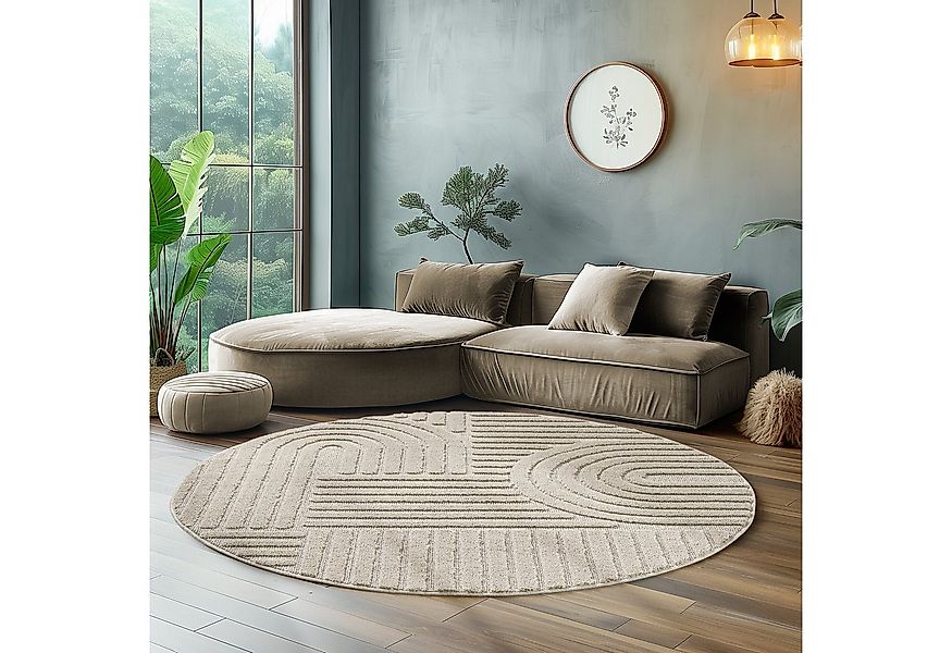 SIMPEX24 Designteppich Skandinavischer Boho, Rund, Höhe: 8 mm, Teppich Wohn günstig online kaufen