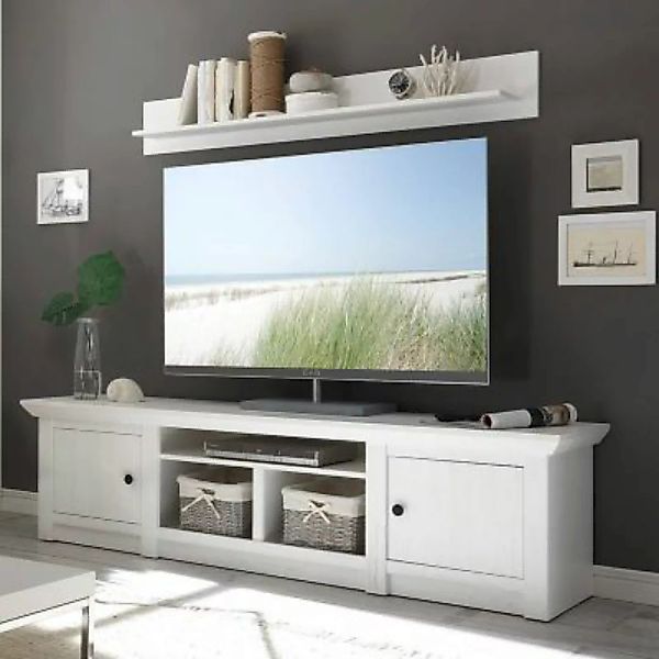 Lomadox Landhaus Fernseh Lowboard WINGST-61 im Dekor Pinie weiß Nb. B/H/T c günstig online kaufen