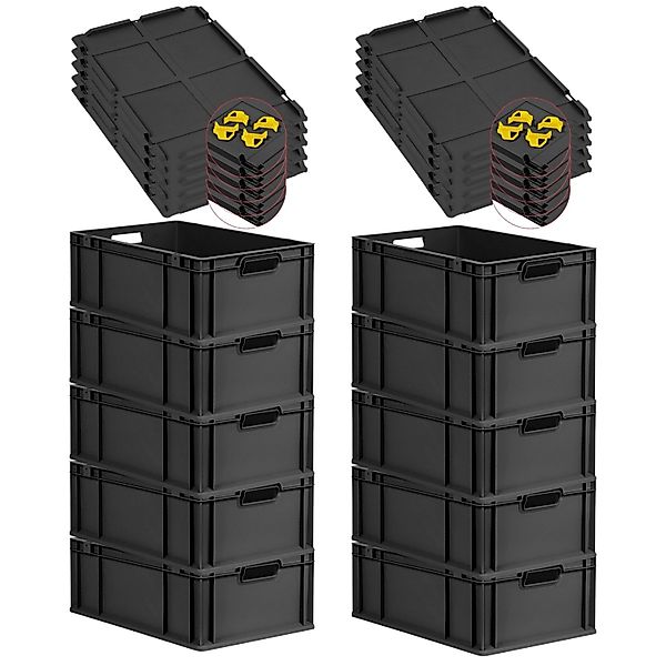 PROREGAL SparSet 10x Eurobox Nextgen Grip Mit Auflagedeckel Und Gelben Vers günstig online kaufen