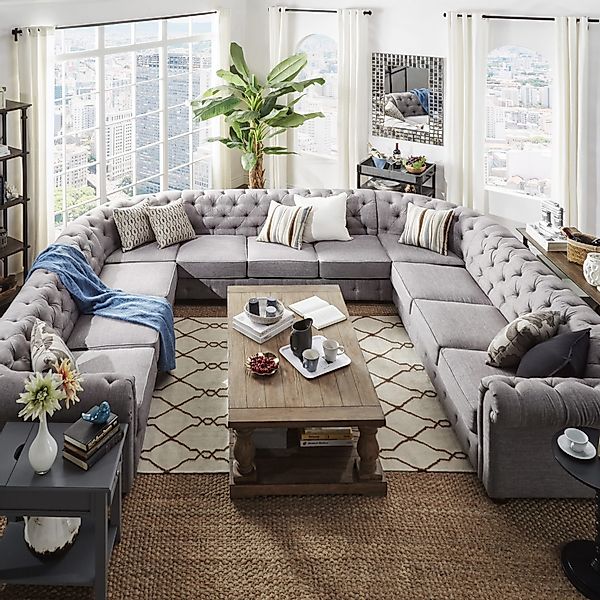 JVmoebel Wohnlandschaft Chesterfield Sofa XXL U-Form günstig online kaufen