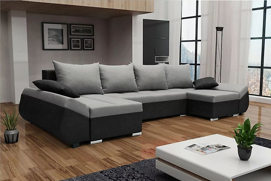 Fun Möbel Wohnlandschaft Sofa in U-Form KLEO in Stoff, inkl. Rückenkissen u günstig online kaufen