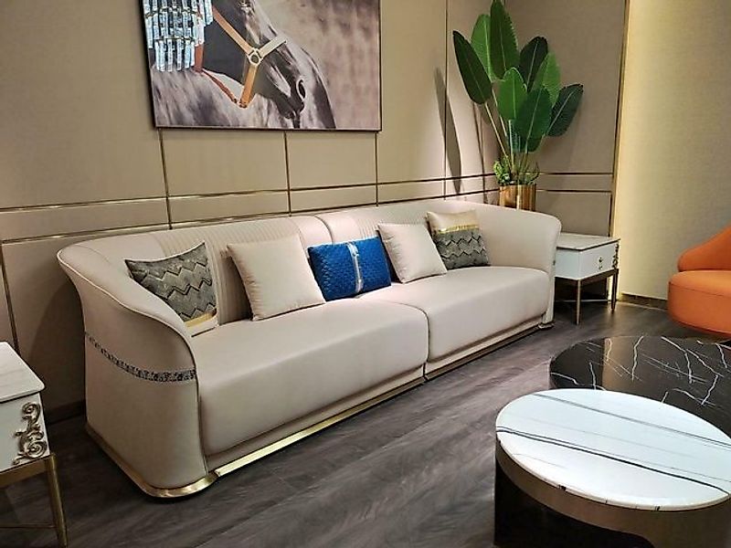 JVmoebel Sofa Dreisitzer 3er Set Sofas Polster Couchen Textilleder Ledersof günstig online kaufen