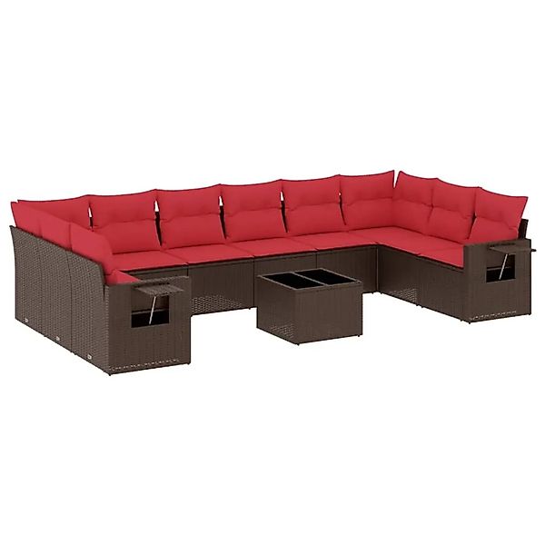 vidaXL 11-Tlg Gartensofa-Set mit Kissen Braun Polyrattan 3220683 günstig online kaufen