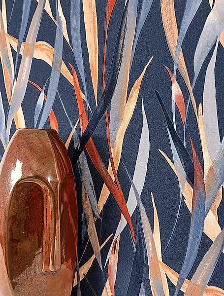 Newroom Vliestapete, Blau Tapete Modern Pflanzen günstig online kaufen