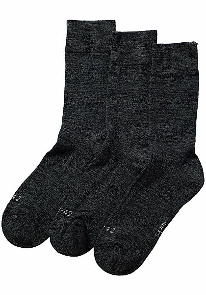 Apollo Basicsocken 3er Pack, Unisex mit Stickerei und weichen Merinowoll-An günstig online kaufen