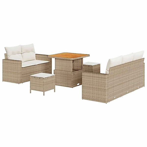 vidaXL Garten-Sofa-Set Höhenverstellbar 8-Tlg Beige Poly Rattan 3361556 günstig online kaufen