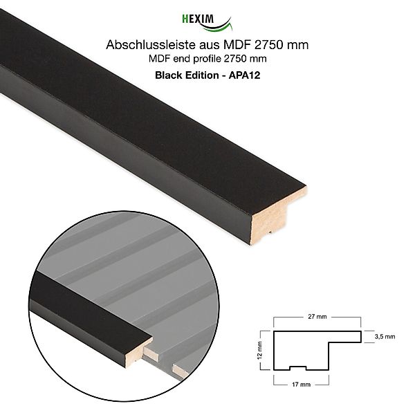 Hexim Wanddekoobjekt APA12 (Abschlussleiste 275x2,7cm passend günstig online kaufen