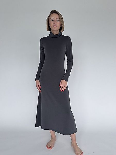 Zuckerwatte Scubakleid Midikleid mit Rollkragen und langem Arm, leichte A-L günstig online kaufen