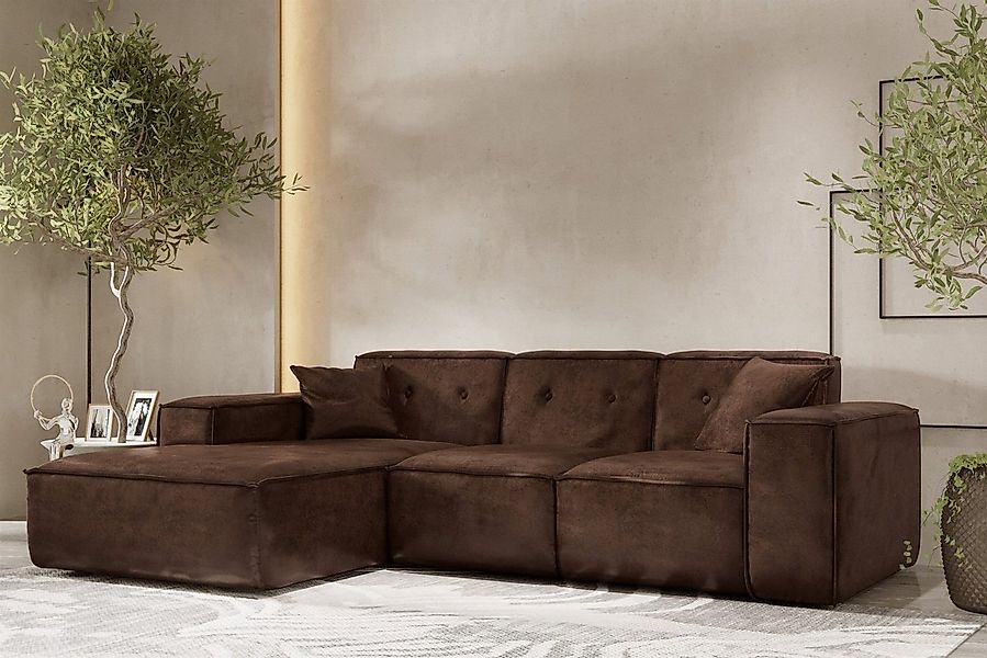Fun Möbel Ecksofa Designersofa CESINA Vintage Look mit Ottomane, inkl. 2 Zi günstig online kaufen