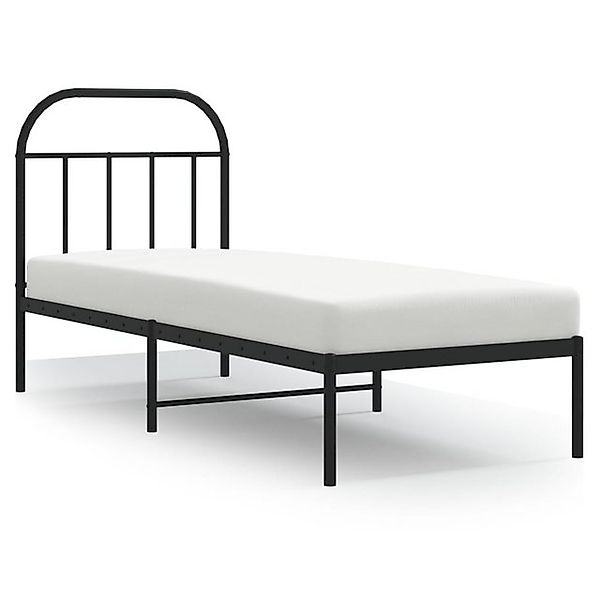 vidaXL Bettgestell, Bettrahmen mit Kopfteil Metall Schwarz 75x190 cm günstig online kaufen
