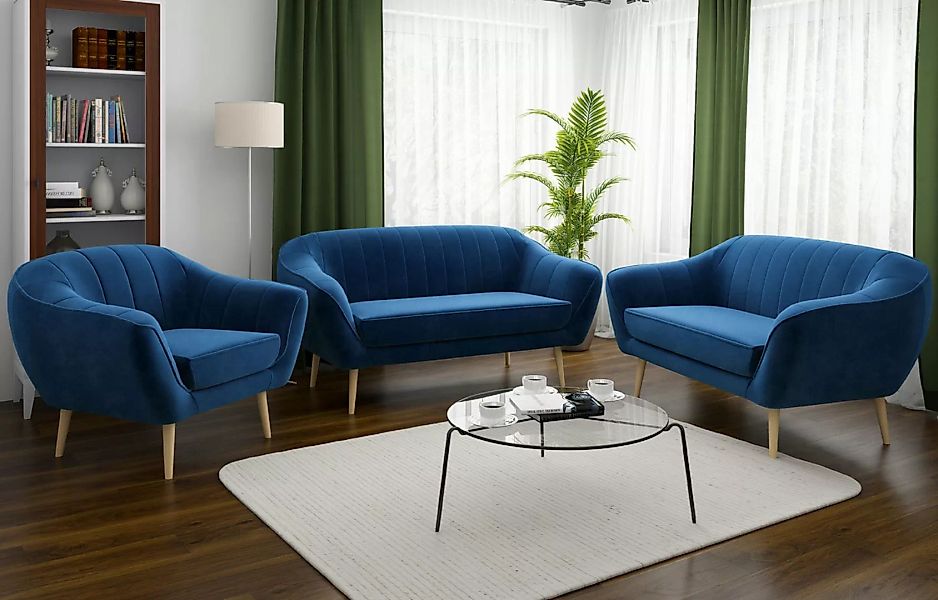 MKS MÖBEL Sofa GAJA 3 2 1, Set, Loungesofas und Sessel, T30-Schaum, Buchenb günstig online kaufen