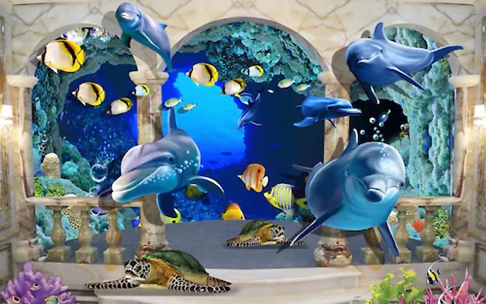 Papermoon Fototapete »Unterwasserwelt mit Gebäude« günstig online kaufen