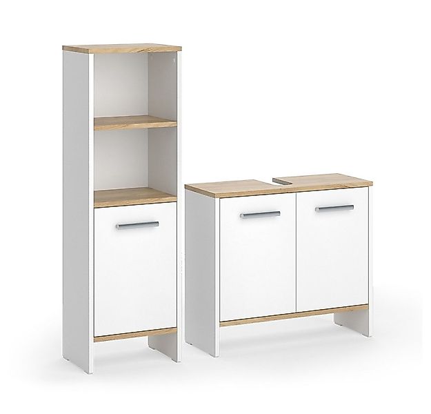 Vicco Badmöbel-Set Karli, Weiß/Goldkraft Eiche, 2 Teile, (2-St., 2er Set) günstig online kaufen