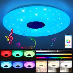 LETGOSPT Deckenleuchte Deckenlampe mit Bluetooth Lautsprecher, günstig online kaufen