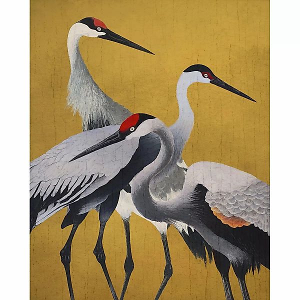 Komar Vliestapete Yellow Cranes 200 cm x 250 cm Gelb günstig online kaufen