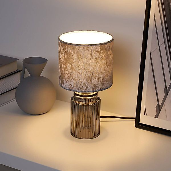 Pauleen Tischleuchte »Classy Velvet max20W Grau/Rauchglas 230V Samt/Glas«, günstig online kaufen