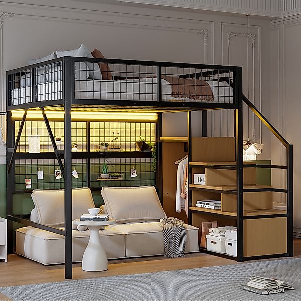 Merax Hochbett (Kinderbett Jugendbett Eisenbett, 1-St., günstig online kaufen