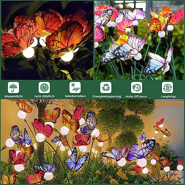 BlingBin LED Solarleuchte Schmetterling Glühwürmchen Solargartenlichter, günstig online kaufen