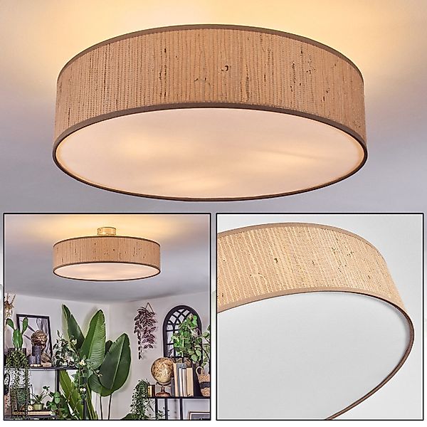 hofstein Deckenleuchte Deckenlampe aus Metall/Seegras/Stoff/Kunststoff in günstig online kaufen