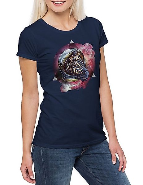 Urban Backwoods Print-Shirt Zebra Astronaut Damen T-Shirt Raumfahrt Astrona günstig online kaufen