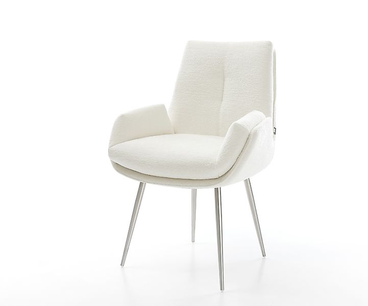 Esszimmerstuhl Clea-Flex Bouclé Soft Beige 4-Fuß konisch Edelstahl günstig online kaufen