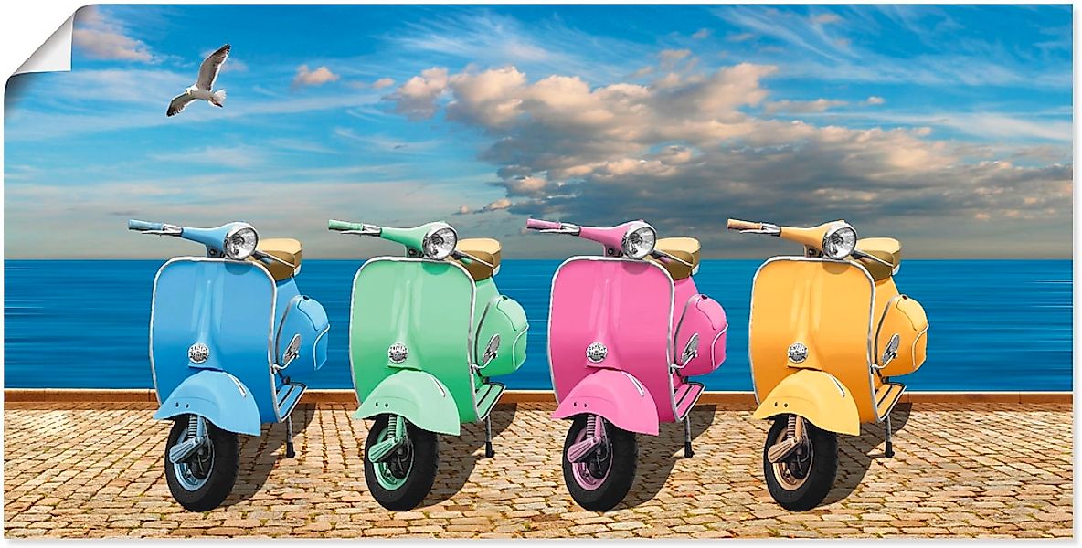 Artland Wandbild "Vespa-Roller in bunten Farben", Motorräder & Roller, (1 S günstig online kaufen