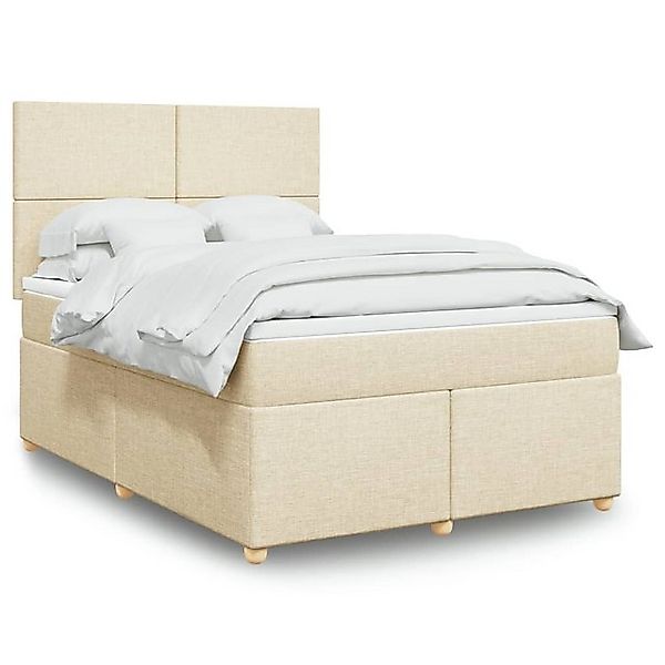 vidaXL Boxspringbett, Boxspringbett mit Matratze Creme 140x200 cm Stoff günstig online kaufen