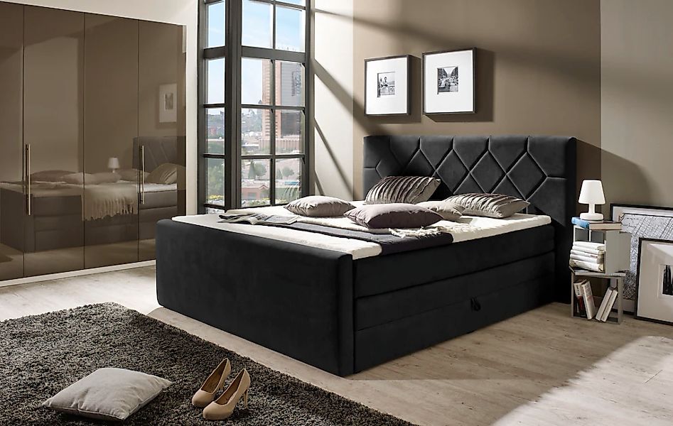 Home affaire Boxspringbett "Atlanta" inklusive Topper und Bettkasten günstig online kaufen