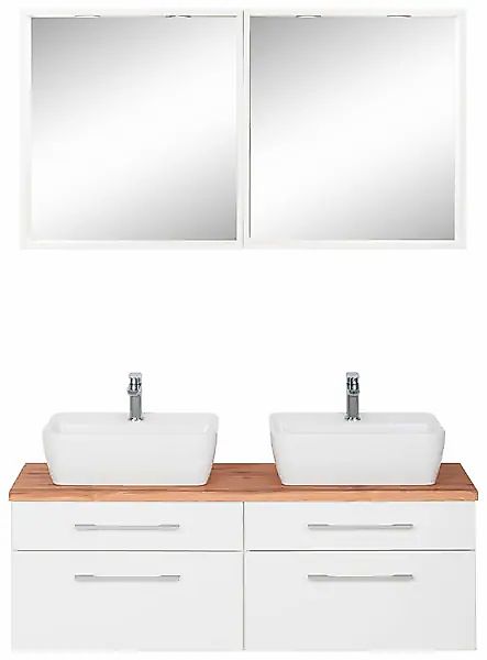 welltime Badmöbel-Set »Davos« 3 Stk. tlg. 2 Spiegel mit mit 2 Touch-LED-Ein günstig online kaufen
