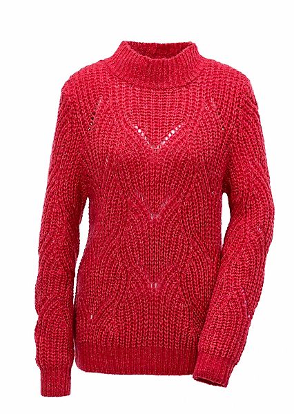 GOLDNER Rundhalspullover "Strickpullover mit Ajourmuster" günstig online kaufen