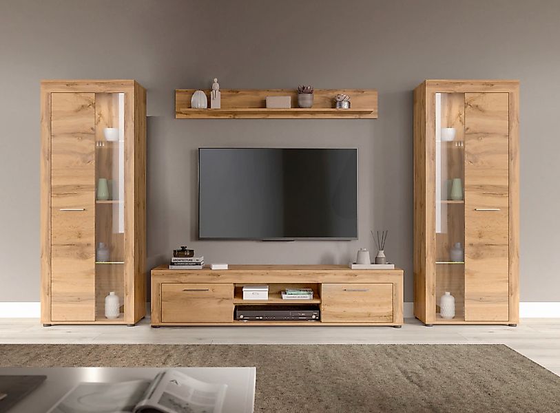 INOSIGN Wohnwand "Aosta, Breite 310cm, best. aus: 2x Vitrine, Lowboard, Wan günstig online kaufen