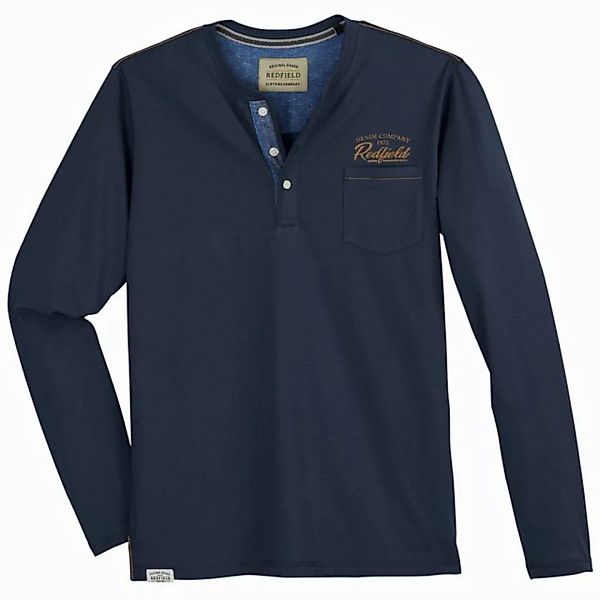 redfield Langarmshirt Redfield modisches Henley-Longsleeve Übergröße denimb günstig online kaufen