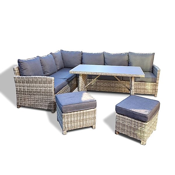 Home Deluxe Gartenmöbel-Set Bahia 6-tlg. Polyrattan Grau inkl. Abdeckung günstig online kaufen