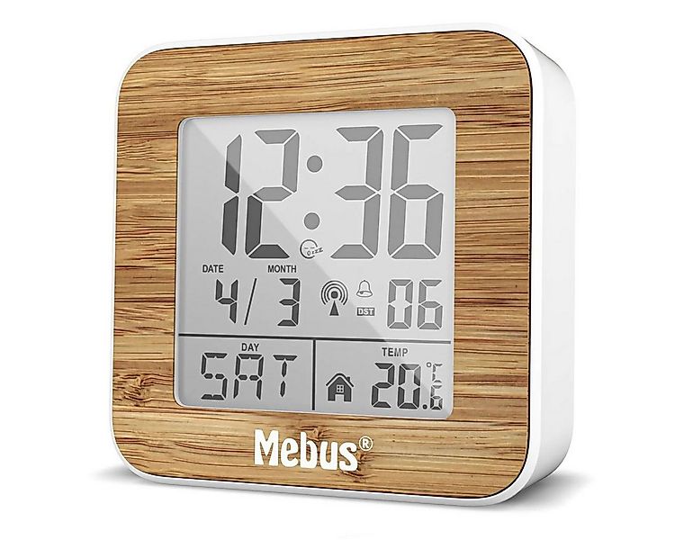 Mebus Wecker 27247 Weiß/Holzoptik Funkwecker digital günstig online kaufen