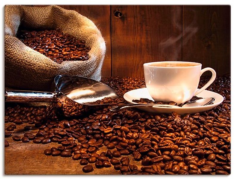 Artland Leinwandbild »Kaffeetasse und Leinensack auf Tisch« Getränke 1 Stk. günstig online kaufen
