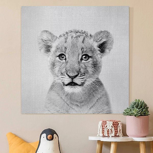 Leinwandbild Baby Löwe Luca Schwarz Weiß günstig online kaufen