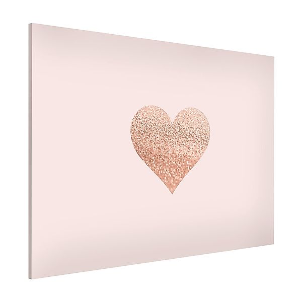 Bilderdepot24 Magnettafel Küche rosa Glitzerndes Herz, günstig online kaufen