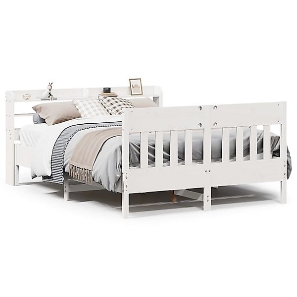 vidaXL Massivholzbett ohne Matratze Weiß 150x200 cm Kiefernholz 3307003 günstig online kaufen