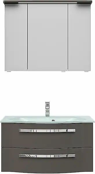 Saphir Badmöbel-Set »Serie 4005, vormontiert, Glaswaschbecken, Spiegelschra günstig online kaufen