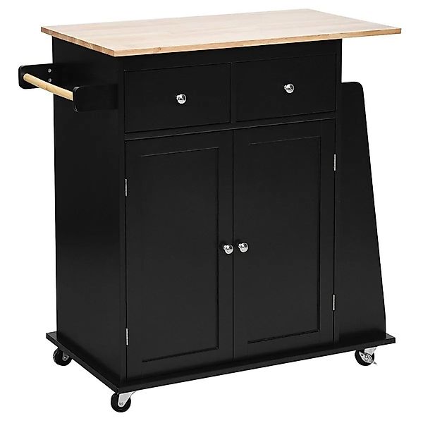 Costway Küchenwagen mit Arbeitsplatte mit Verstellbarem Regal Schwarz günstig online kaufen