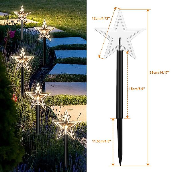 Clanmacy LED Gartenleuchte 5er Sterne Weihnachtsbeleuchtung günstig online kaufen