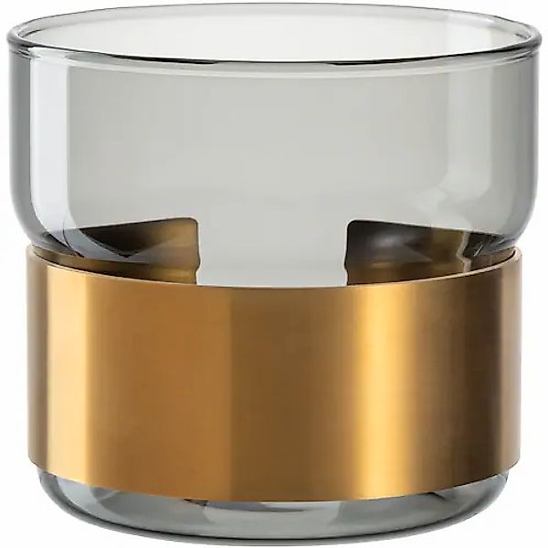 LEONARDO Teelichthalter »Silenzio« aus grauem Glas mit goldener Metallspang günstig online kaufen