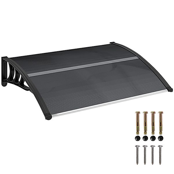Outsunny Vordach für Haustür Polycarbonat Schwarz 100L x 75B x 23H cm günstig online kaufen