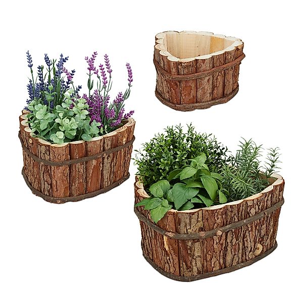 relaxdays Blumenkasten aus Holz im 3er günstig online kaufen