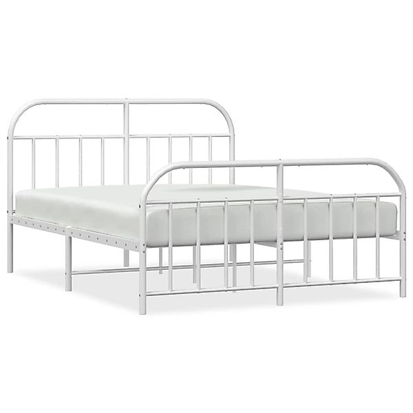 vidaXL Bettgestell mit Kopf- und Fußteil Metall Weiß 160x200 cm Modell 9174 günstig online kaufen