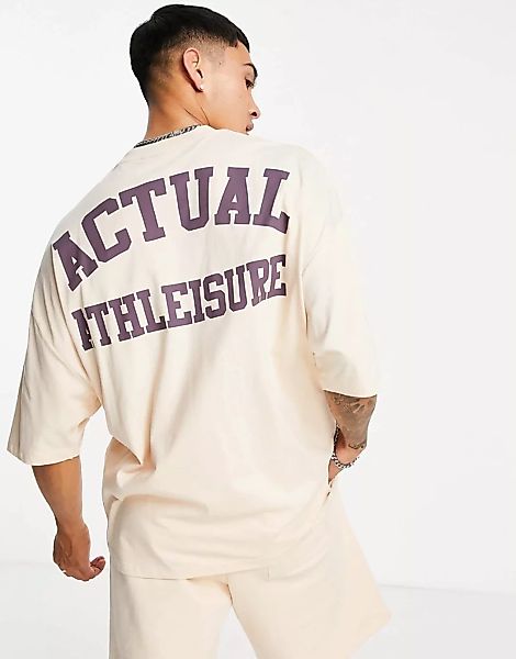 ASOS – Actual Athleisure – Oversize-T-Shirt in Sand mit Grafikprint auf Bru günstig online kaufen