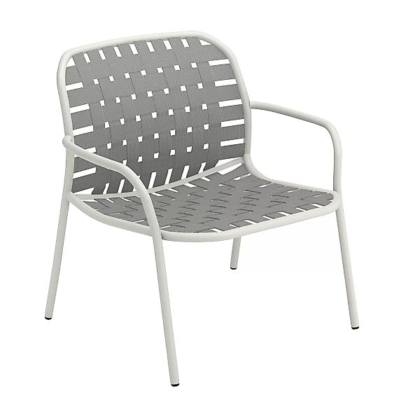 emu - Yard Lounge Gartenarmlehnstuhl - weiß, graugrün/Sitz elastische Gurte günstig online kaufen