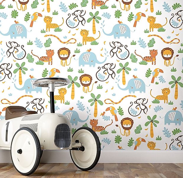 Newroom Vliestapete, Bunt Tapete Kinder Tiere günstig online kaufen
